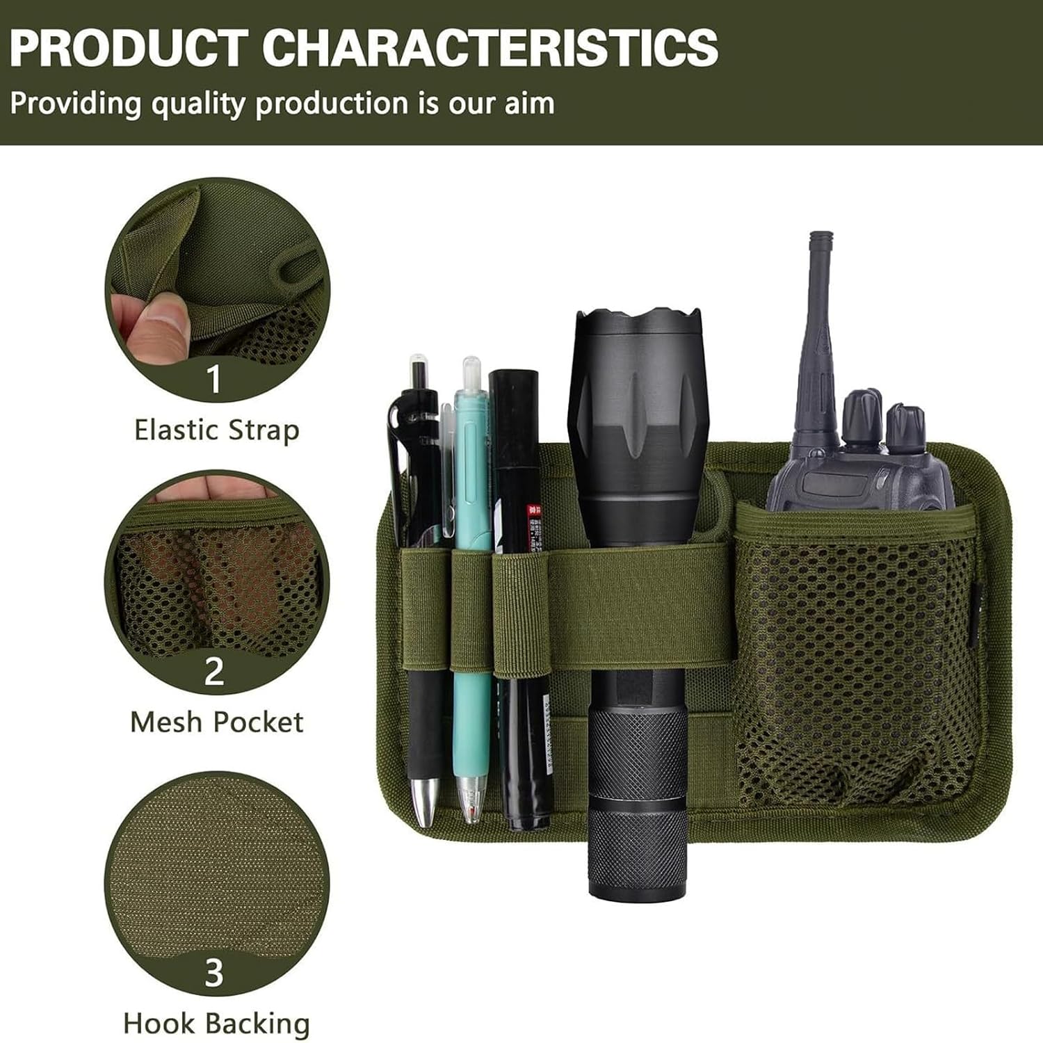 Bolsa de Almacenamiento Elástica Modular EDC con Respaldo de Gancho y Bucle, Inserto Multiusos para Mochila y Organización de Equipo, Panel de Utilidad Ligero y Resistente(Brown) - Imagen 3