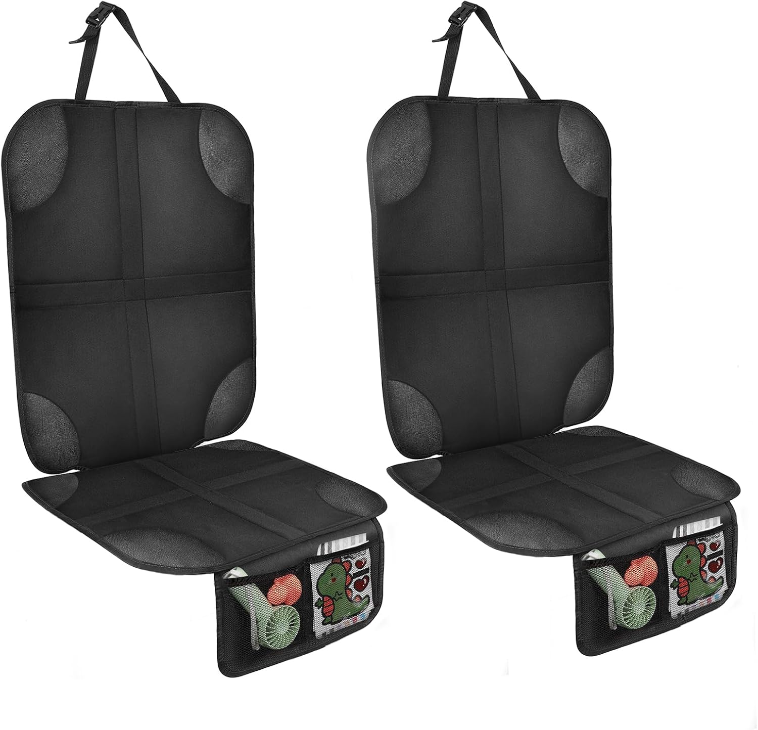 AiQInu Car Seat Protector, 2 Pieces Waterproof Non-Slip Compatible Child Car Seat Protector with 2 Storage Pockets for Leather and Fabric Car Seat