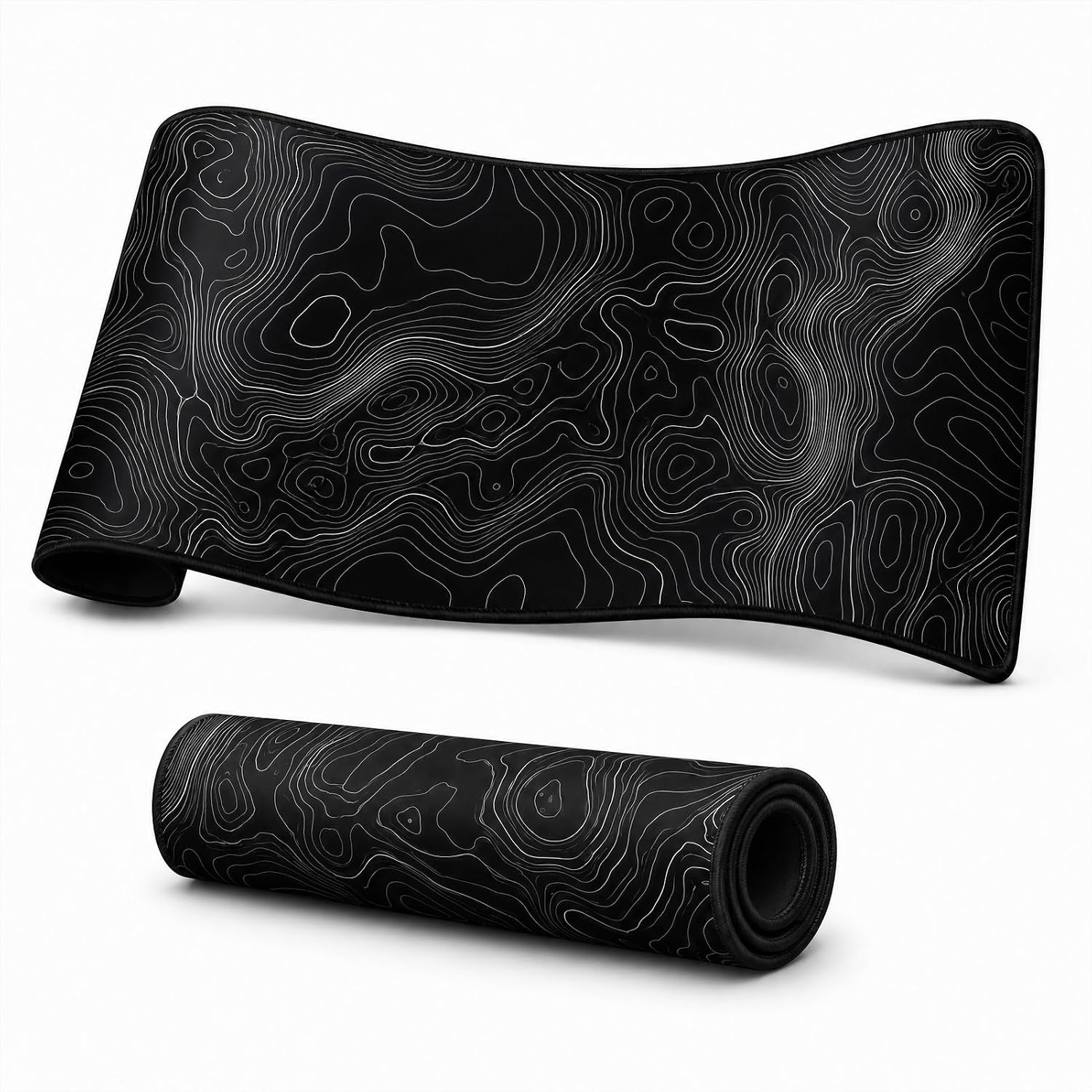 Large Mouse Pad (11.8" x 31.5", Extended Gaming Mouse Pad with Non-Slip Rubber Base, Background Topographic Map Lines, Geographic Contour for Games,