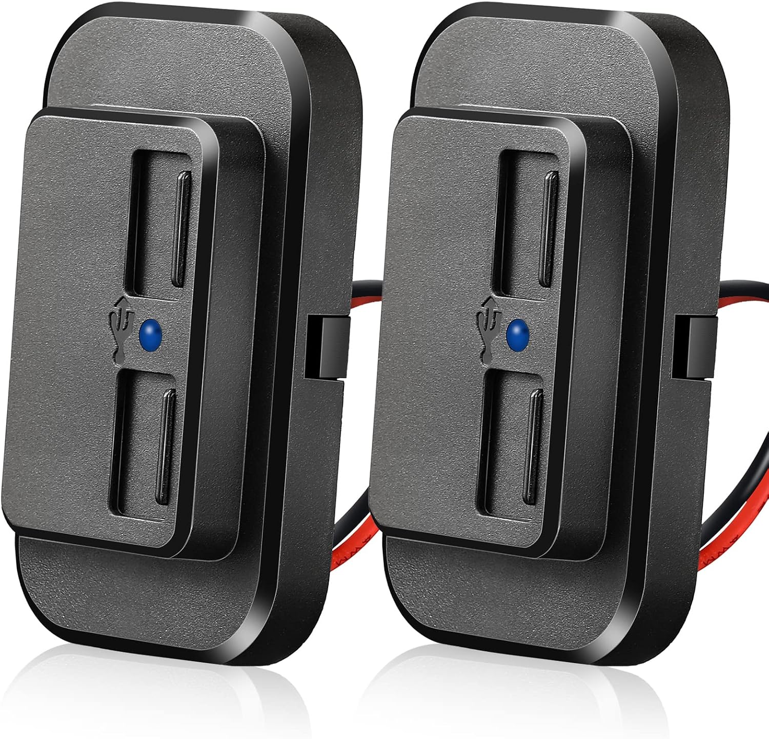 2 piezas USB dual cargador de coche toma de corriente con tapa de resorte, montaje en panel doble puerto 12 V 24 V cargador rápido de coche para coches, autobús, ATV, RV, barco, camión, 3.1A