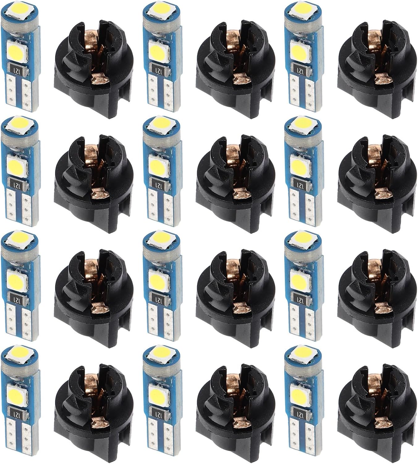 20 Piezas Bombillas LED Interior Coche Base T5, 3 Chips, Abs As