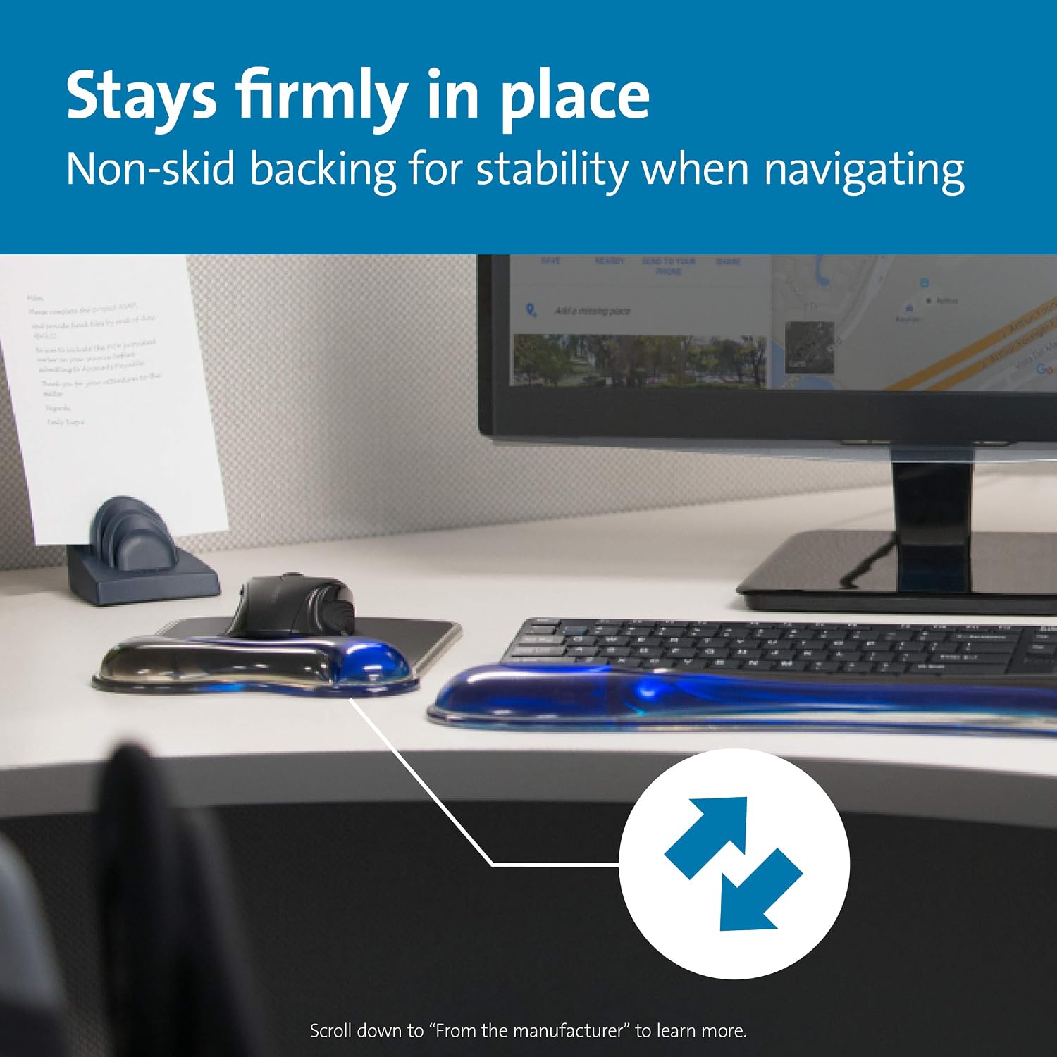KENSINGTON 62401 Duo Gel Mouse Pad with Wrist Rest Black/Blue - Imagen 6