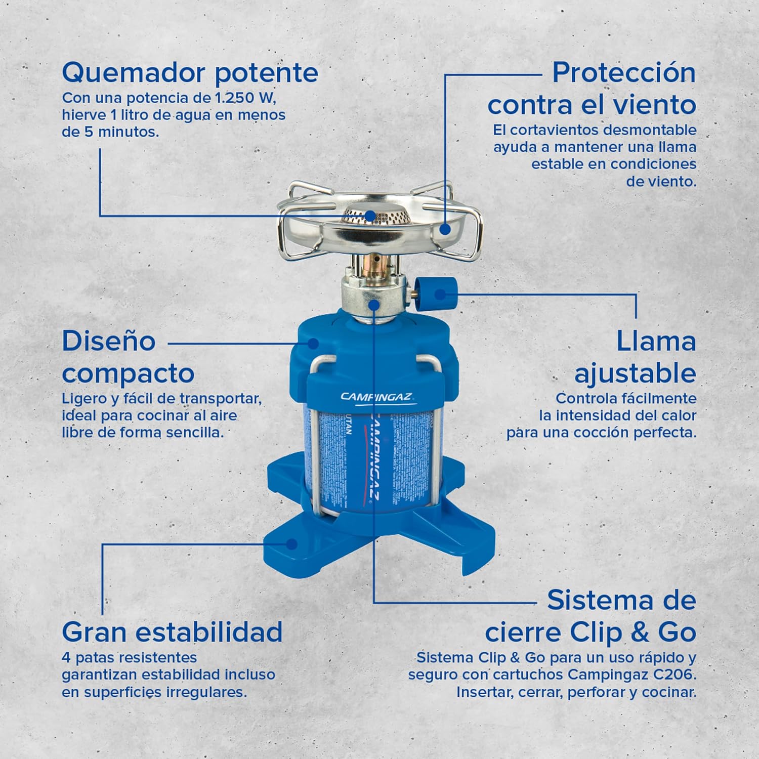 Campingaz - Burner - Bleuet 206 Plus - 1 burner - 1230 Watt - C206 gas cartridge Not supplied - Imagen 2