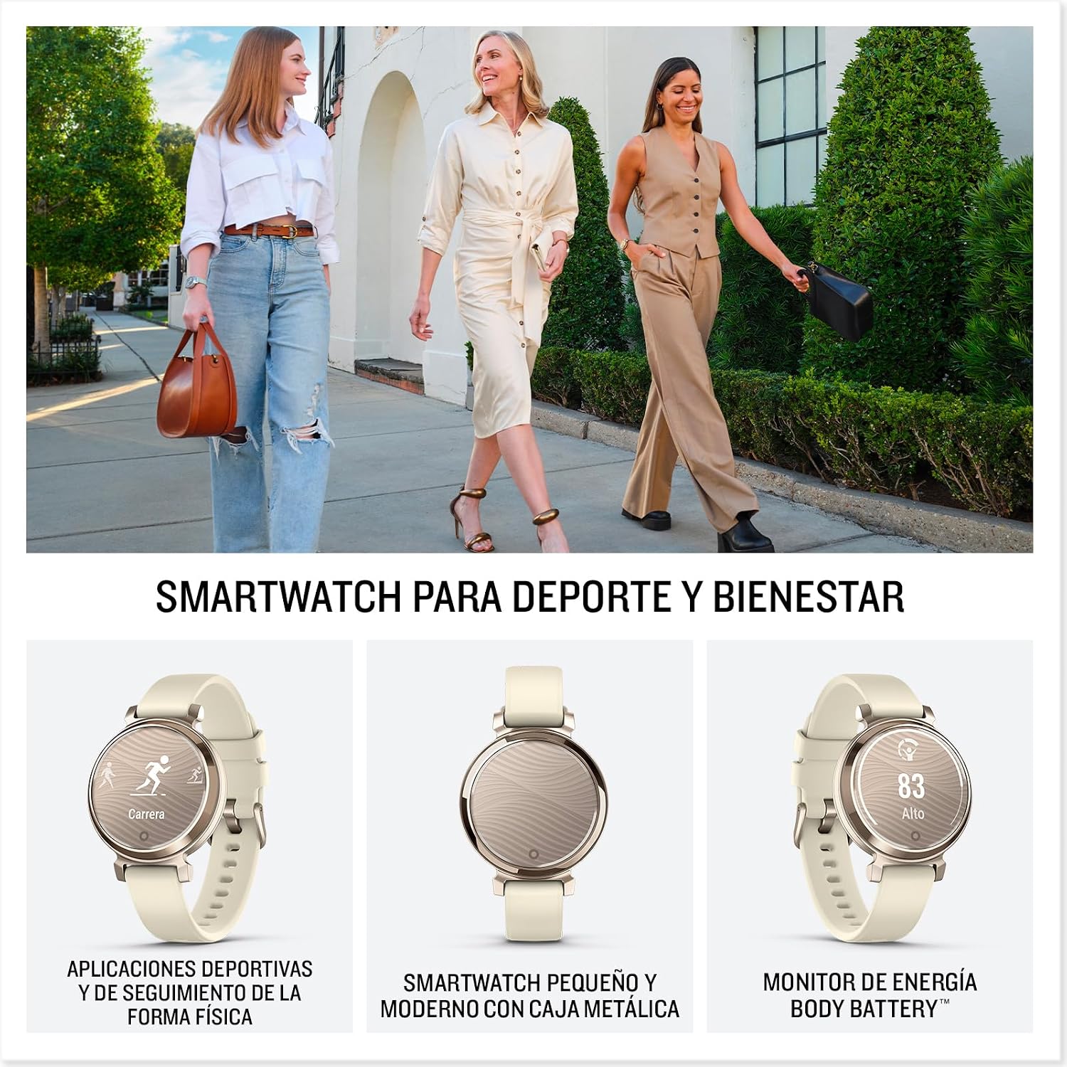 Garmin Lily 2, Smart Watch, Elegant Design, Health and Fitness Data, Touch Screen, Smart Notifications, Up to 5 Days Runtime, Gold (Renewed) - Imagen 2