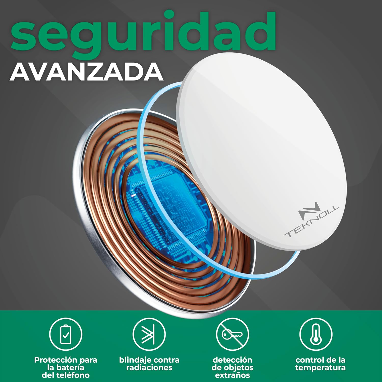 15W Wireless Charger, Fast Charging Dock with Circular LED Indicator, 160cm USB-C Cable Included, Compatible with Wireless Smartphones, Ultra Slim and Safe Design - Imagen 5