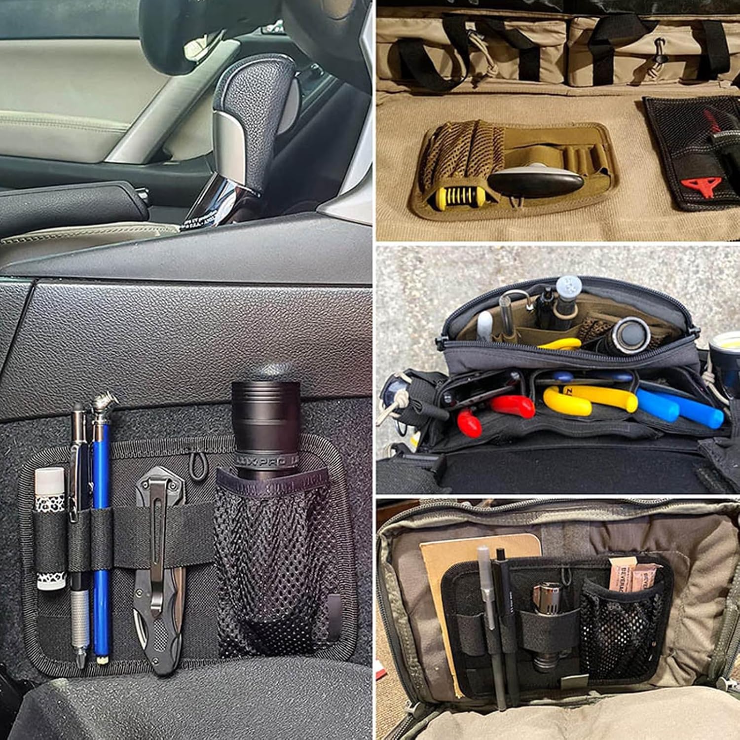 Bolsa de Almacenamiento Elástica Modular EDC con Respaldo de Gancho y Bucle, Inserto Multiusos para Mochila y Organización de Equipo, Panel de Utilidad Ligero y Resistente(Brown) - Imagen 7