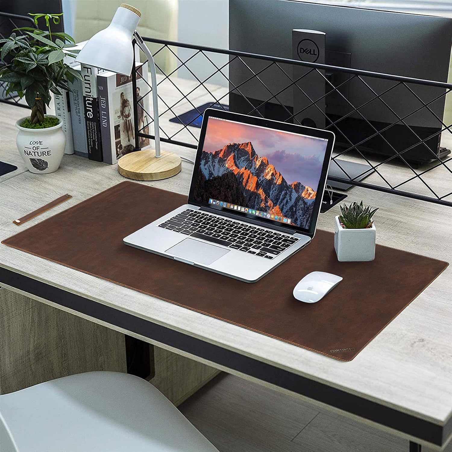 Contacts Genuine Leather Laptop Desk Pads 45x90cm Mouse Pads Waterproof Table Mat Writing Pad for Office Home Coffee Friendly (L) - Imagen 5