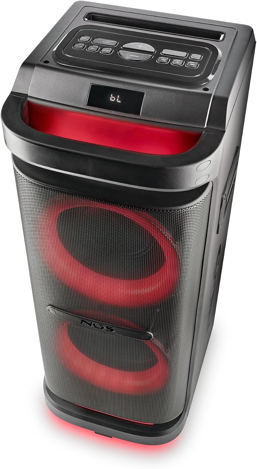 NGS Wild Space 2 – Portable Speaker, Compatible with Bluetooth Technology, True Wireless Stereo, Subwoofer + Dual Tweeter, Micro SD/USB/AUX IN, Wheels, Black | 2000W (RMS:400W) Subwoofer and dual tweeter. Wheels; Micro SD, USB and AUX IN inputs True Wireless. RGB Lights - Imagen 7