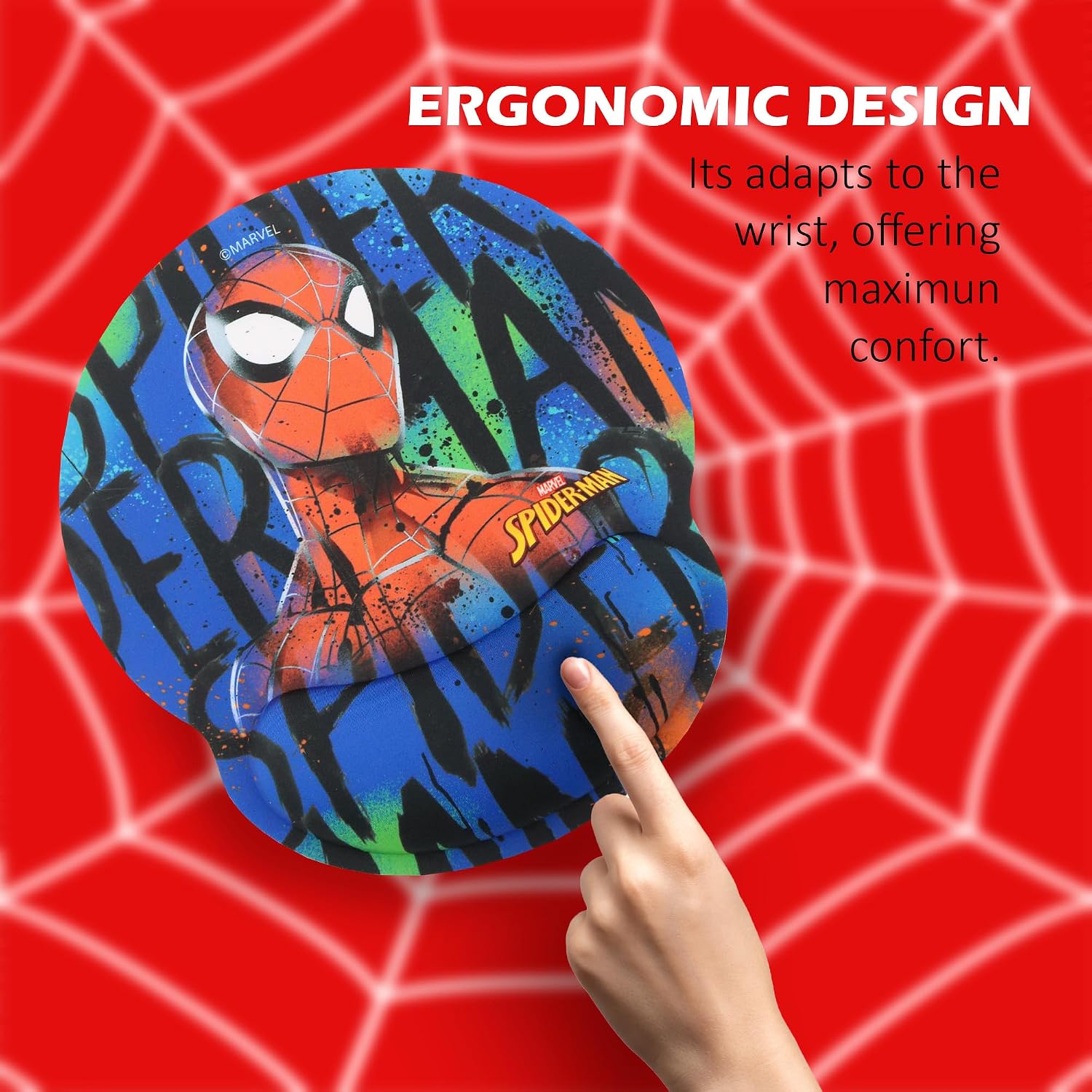 WONDEE [Opportunity Spiderman Ergonomic Mouse Pad, Gel Wrist Rest Mouse Pad, Marvel Exclusive Fans, Spiderman Original Gifts for Men and Boys from Marvel - Imagen 4