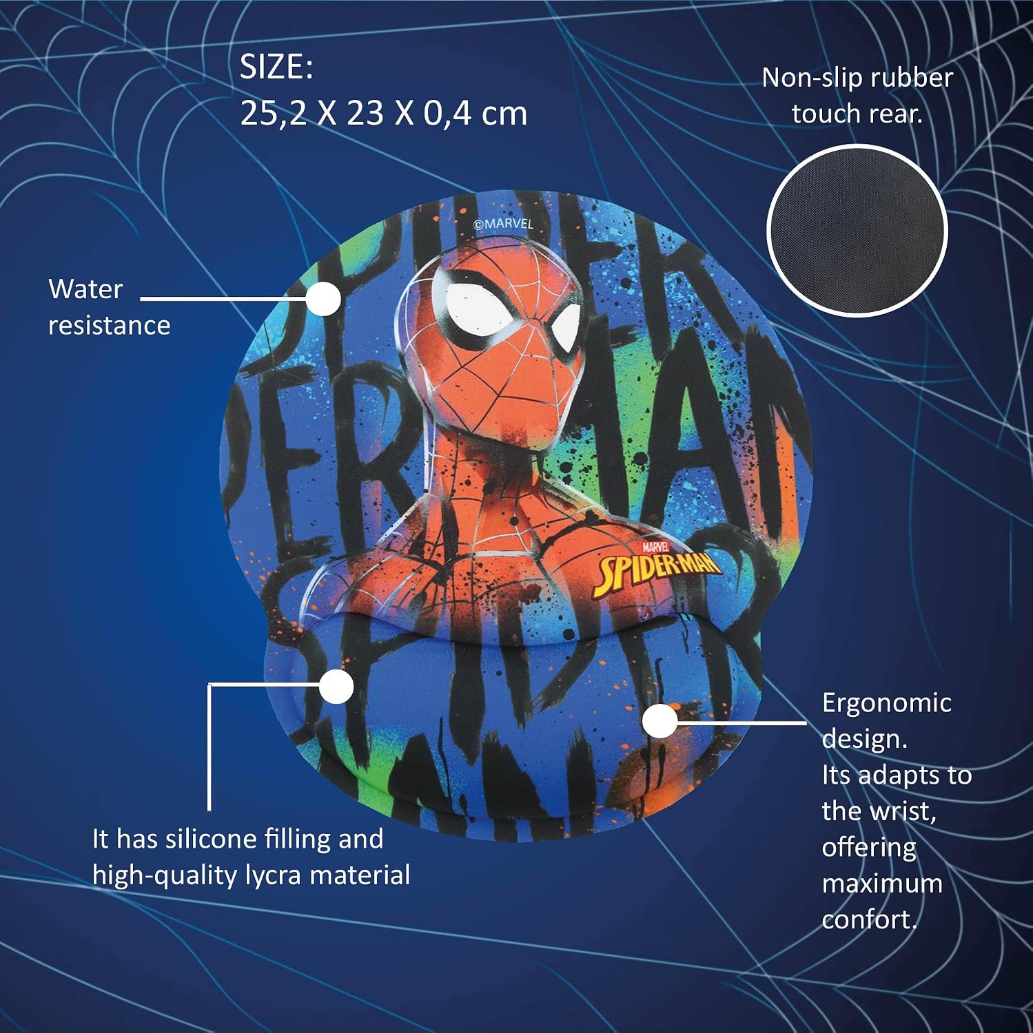 WONDEE [Opportunity Spiderman Ergonomic Mouse Pad, Gel Wrist Rest Mouse Pad, Marvel Exclusive Fans, Spiderman Original Gifts for Men and Boys from Marvel - Imagen 3