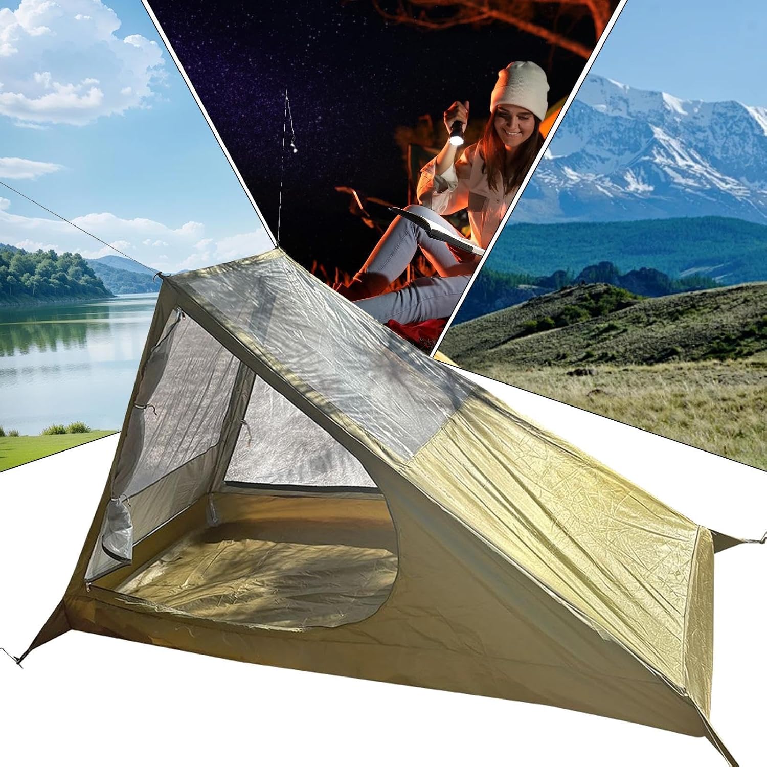 Tienda para 1 Toldo Refugio De Malla Ventilada | Tiendas de campaña para 1 Accesorios De Supervivencia Para Senderismo Playa Picnic Camping Y Aire Libre - Imagen 2