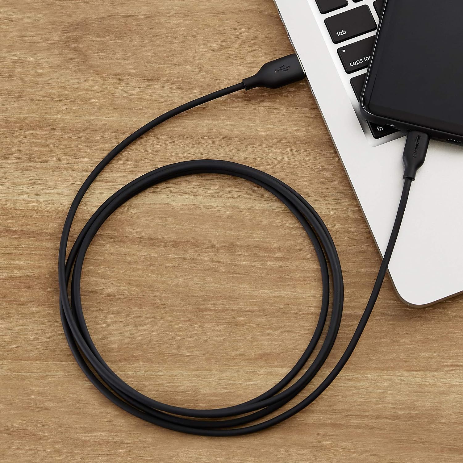 Amazon Basics USB-C to USB-A 2.0 Fast Charging Cables 480Mbps, USB-IF Certified for Apple iPhone 16/15, iPad, Samsung Galaxy, Tablets, Laptops, 2 Pack, 6ft, Black - Imagen 4
