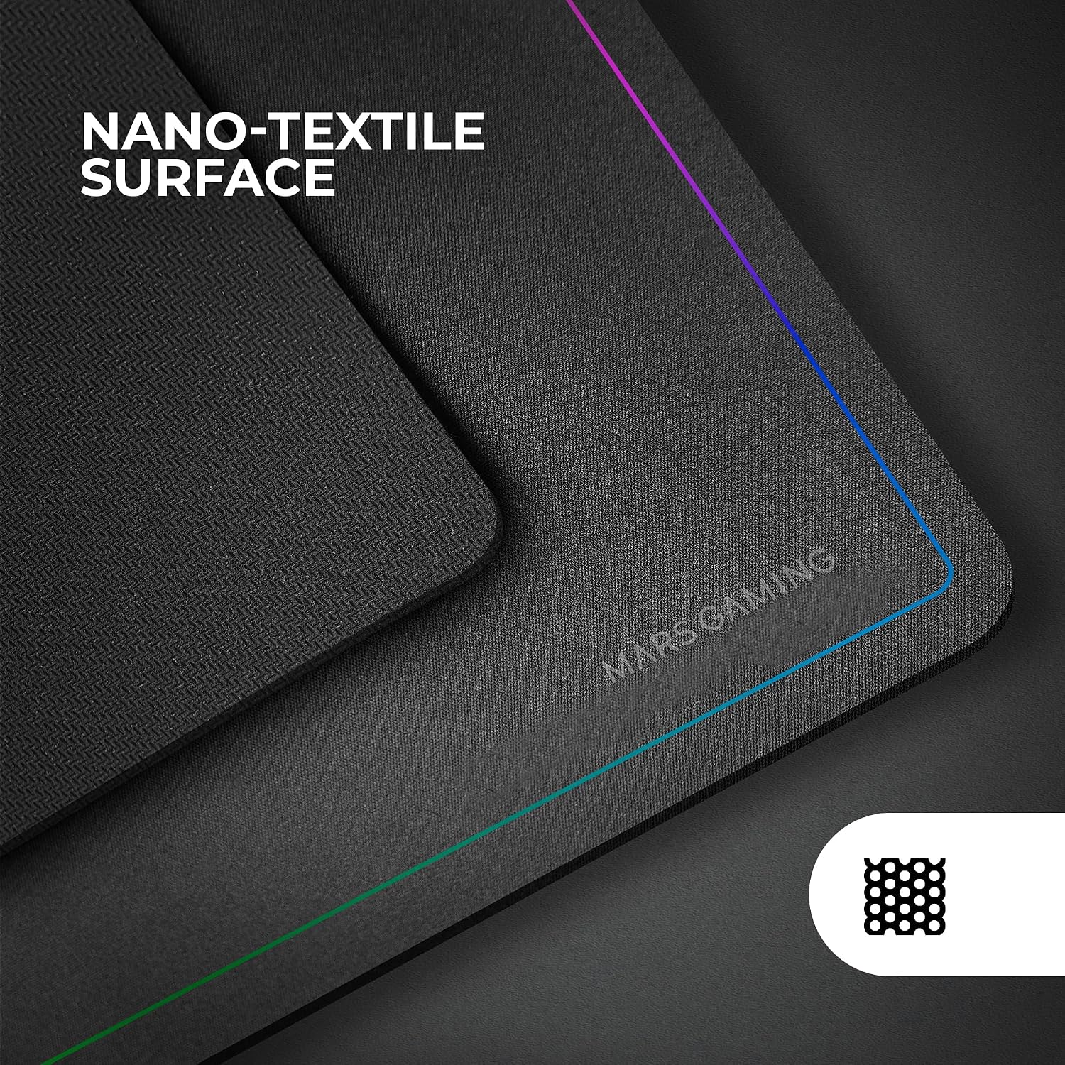 MARSGAMING MMP224, Alfombrilla Gaming XXL 880x330mm, Diseño de Bordes Rainbow, Base Antideslizante de Caucho Natural, Superficie Nanotextil de Alta Precisión, Alfombrilla de Ratón Flexible, Negro - Imagen 3