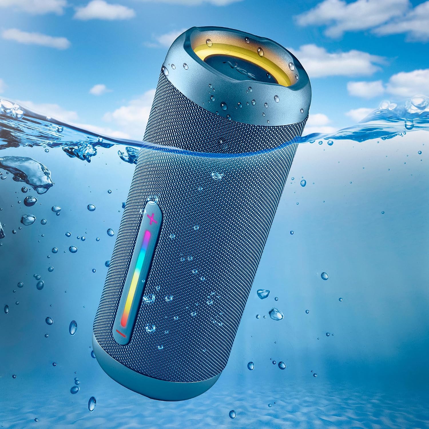 NGS ROLLERFURIA2 BT RGB IP67 Blue 30W Speaker | IP67 waterproof and dustproof with RGB lights, ideal for outdoor, beach and shower. Powerful 30W Portable Sound - Imagen 3