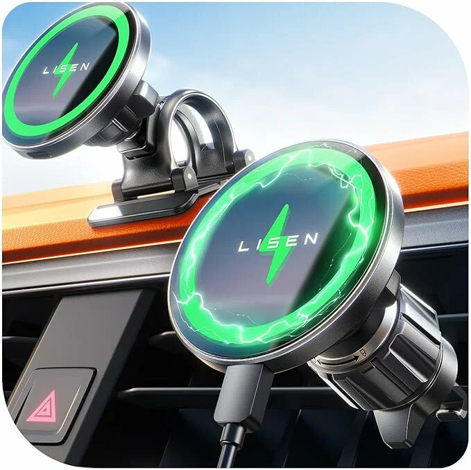 Cargador de coche inalámbrico LISEN 15 W Magsafe, [20 X Imans forte]