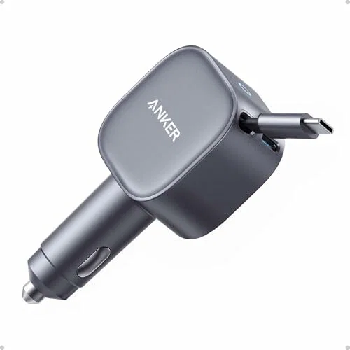 Cargador de coche USB-C Anker Nano A2738 de 75 W con cable retráctil