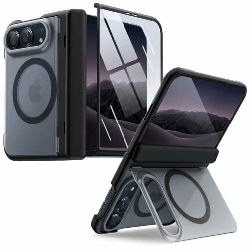 JETech Funda magnética mate para iPhone Duo con soporte oculto, color negro