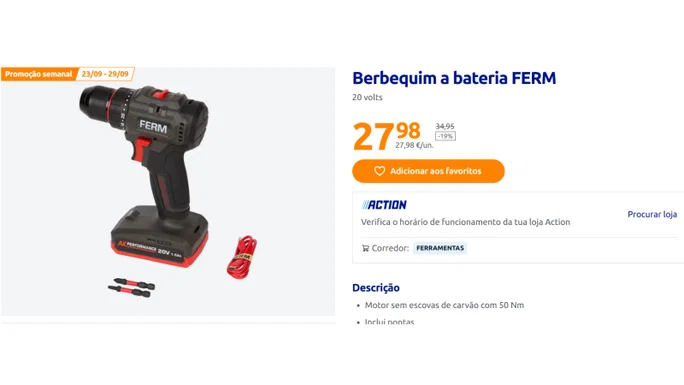 Taladro a batería FERM