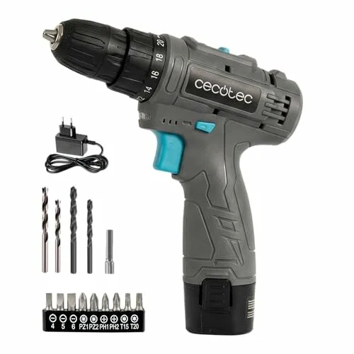 Cecotec PowerForce 1000, Taladro atornillador 12 V, 2000 mAh