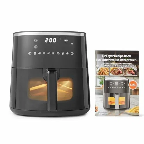 Amazon Basics Freidora de aire 4,2 L, 1500 W, negra