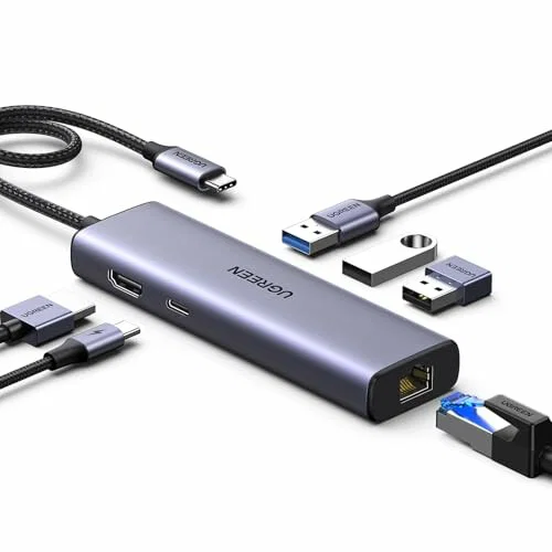 UGREEN Revodok 1061 Concentrador USB-C 6 en 1, Gigabit Ethernet