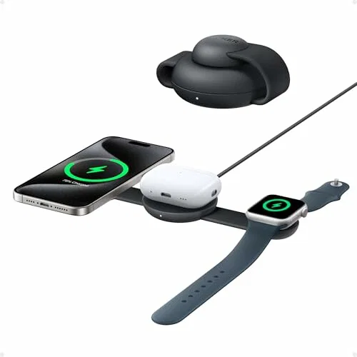 Estación de carga inalámbrica Anker MagGo 3 en 1, compatible con MagSafe, 15W inalámbrico con CE