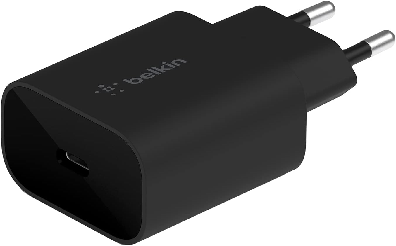 Belkin BoostCharge 25W Wall Charger with PPS, USB-C Power Delivery, Fast Charging for iPhone 17, iPhone Air, iPhone 16, Samsung, Galaxy Tab, iPad and More - Black