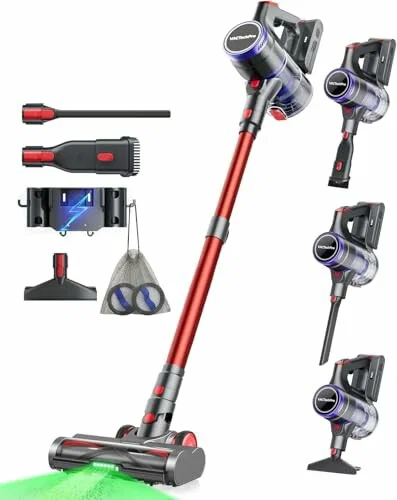 VACTechPro F02 Aspiradora vertical ultra inalámbrica, violeta y rojo