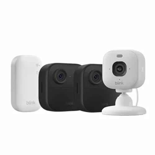 Cámara Blink Outdoor 4 + Blink Mini 2K+ (blanca), módulo de sincronización Módulo central incluido