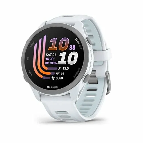 Garmin Forerunner 170, reloj GPS con pantalla táctil AMOLED, blanco