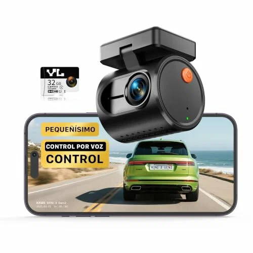 Cámara para Coche KAWA Mini 2K con Control por Voz y Wi-Fi