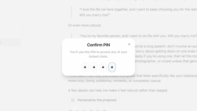 ChatGPT gana nueva función para ocultar conversaciones con PIN