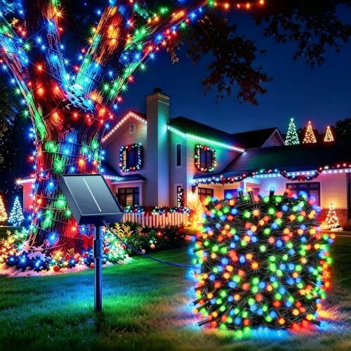 Giliwosy Guirnalda solar exterior 22 m, 200 LED, 8 modos