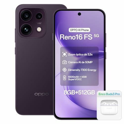 OPPO Reno16 FS 5G 8GB + 512GB, Violeta Negro