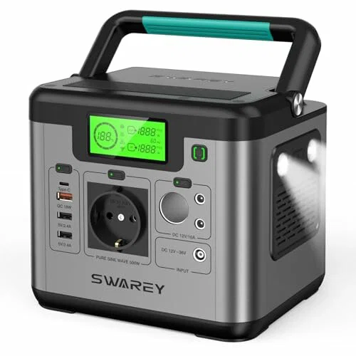 Central eléctrica portátil SWAREY S500 518 Wh, 500 W CA