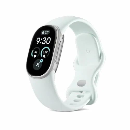 Fitbit Edge de Google: caja plateada pulida, correa deportiva gris niebla