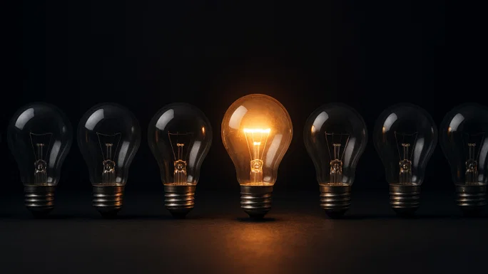 varias lámparas con solo una encendida