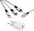 MUTTO Universal 5V2A/10W Wall Charger Pack with 2 USB Ports + 3 in 1 Multi USB Charging Cable Universal USB to Micro USB/USB-C/Lightning Compatible with iPhone, Samsung, Huawei, Xiaomi
