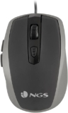 NGS Tick Silver – Ratón Óptico 800/1600dpi con Cable USB, Ratón para Ordenador o Portátil con 6 Botones, Ergonomía para Diestros, Plata y Negro