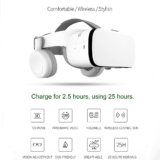 Auriculares de realidad virtual 3D con audio Bluetooth de alta fidelidad, gafas IMAX VR para películas y juegos | Compatible con teléfonos inteligentes de 4,7 a 6,5 ​​pulgadas (blanco)