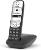 Gigaset A690 – Teléfono DECT Inalámbrico – Pantalla Gráfica Iluminada en Blanco y Negro – Dígitos Grandes – Gran Autonomía, Negro [Spanish Version]