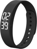 Pulsera Inteligente con Correa Ajustable, Resistente al Agua, rastreador de Actividad física, Pulsera LED, podómetro, Reloj para Correr, Ejercicio, Gimnasio, Caminar, Monitor de calorías, Hombres y