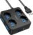 POWSAF 4-Way Square Power Strip with 4 USB and Switch – Compact Home / Office Power Strip, Black