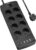 POWSAF Socket Base with USB, Power Strip 8 Sockets and 4 USB Ports, Multiple Power Strip with Safe Switch for Home/Office, Black