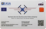 Certificado de competición Roboterwerk para categoría abierta (A1 y A3) con código QR