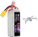 SSCYHT Batería de Litio 22,2 V Batería polímero Litio 6S 6000 mAh 7200 mAh 6500 mAh Baterías de Repuesto para Drones con Puerto XT90 para Motores 160 W como máximo,22.2v5200mah xt90