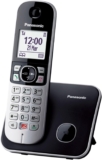 Panasonic KX-TG6851SPB Teléfono inalámbrico digital, unidad base y auriculares, identificador de llamadas, bloqueo de llamadas molestas, timbre de categoría, pantalla LCD, teclado iluminado, negro