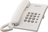 Panasonic KX TS500EXB – Teléfono Fijo con Cable para Hogar u Oficina, Montaje en Pared o Escritorio, Control de Volumen, Repetición de Número, Blanco