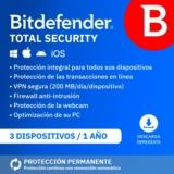 Seguridad total de Bitdefender 2025 | 3 Dispositivos | 1 Año | PC/Mac/iOS/Android | Código de activación por correo electrónico | Renovación automática