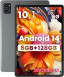 Azeyou Tablet Android 14 de 10 pulgadas, 8GB RAM + 128GB ROM (1TB TF), Procesador Octa-core de 2.0GHz, Tableta Android WiFi 6, Batería 6000mAh, Pantalla Grande, Sonido Rico, BT5.0